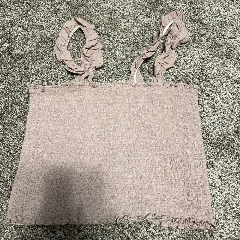 Aerie Blush Textured Top with Ruffled Straps - Picture 2 of 3